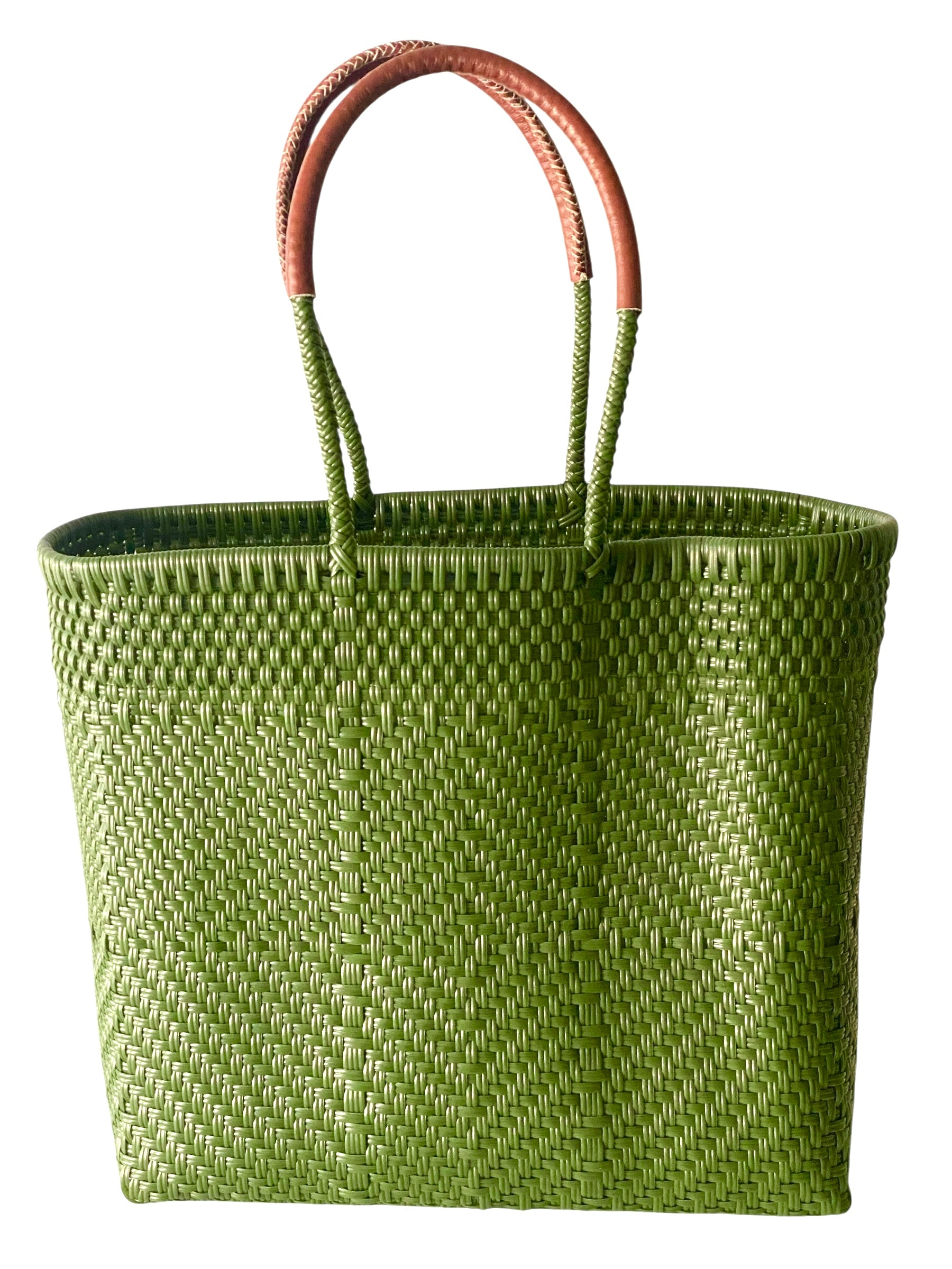 Recycled ♻️ Plastic Hunter Green  Large Tote  Repurposed Leather