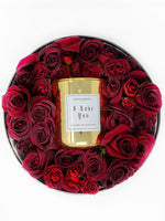 I Love You  / Te Amo Flower Box with large 2 wick  gold candle